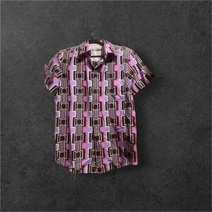 Trina Turk Men's Shirt - Mr. Turk Black, Pink, White Geometric Design
